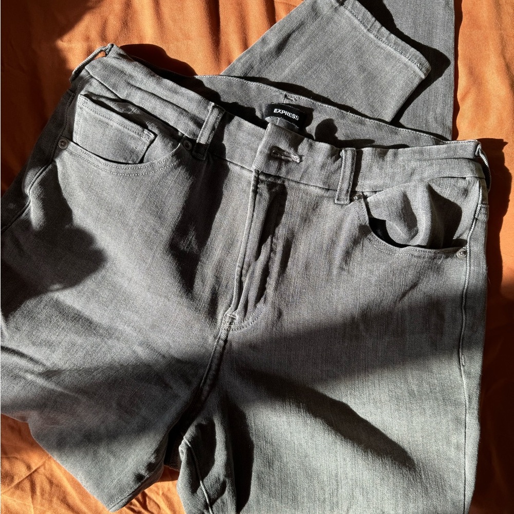 Express High Waist Crop Skinny Jeans Gray Size Large